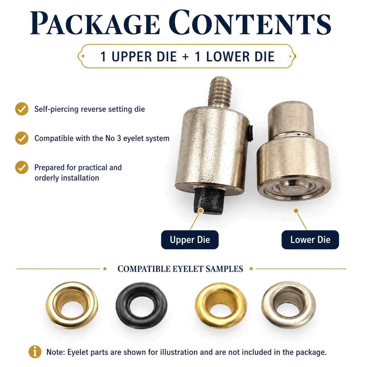 Self-Punching Reverse Eyelet Setting Die for 5 mm / 0.20 in Inner